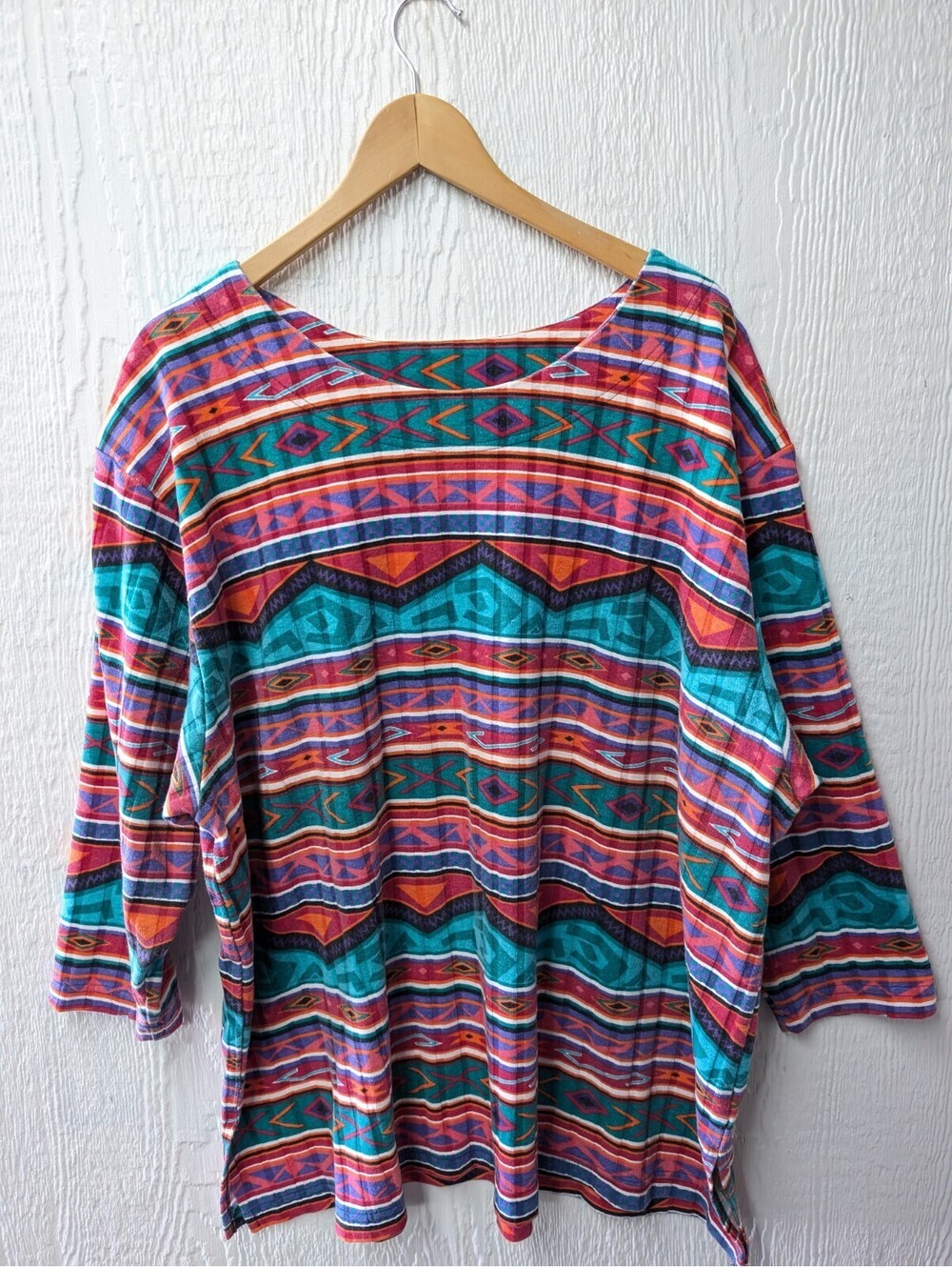 Vtg Capistrano Aztec Tribal Western Artsy Hippie Boho Shirt Top Plus Size 26/28